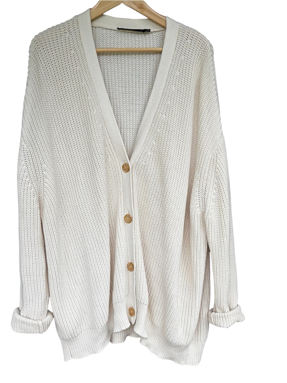 Jenni Kayne Cotton Cocoon Cardigan Sweater XL Coastal Quiet Luxury Fisherman